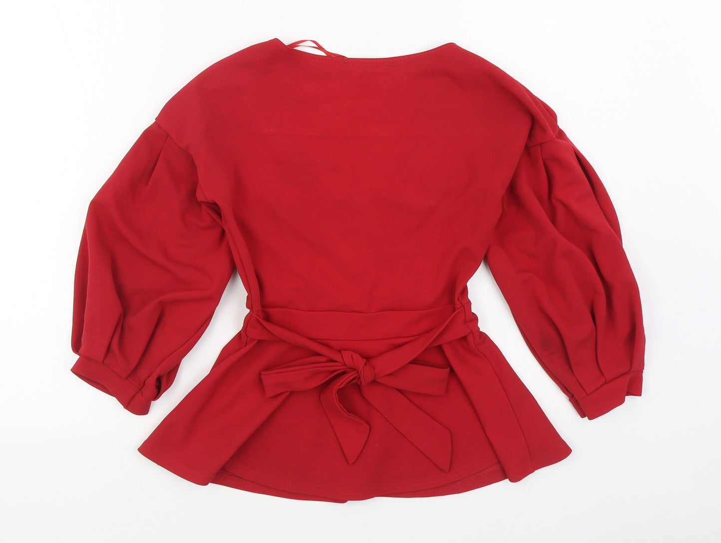 Quiz Womens Red  Polyester Basic Blouse Size 10 V-Neck