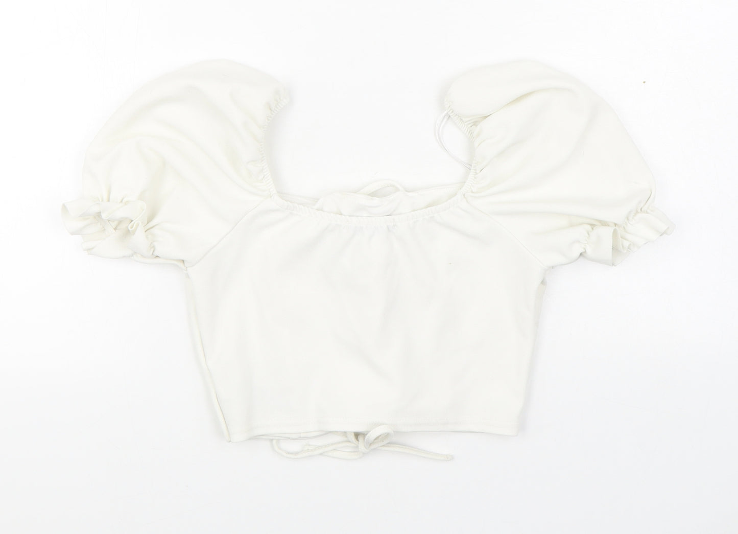 Quiz Womens White  Polyester Basic Blouse  Off the Shoulder - Lace up detail