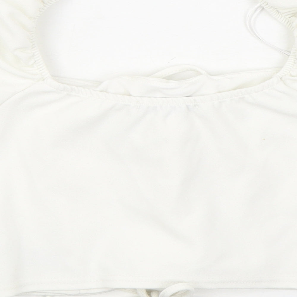 Quiz Womens White  Polyester Basic Blouse  Off the Shoulder - Lace up detail