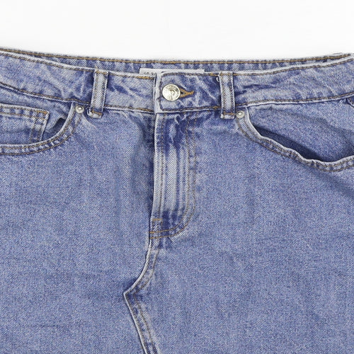 Denim & Co. Womens Blue  Cotton A-Line Skirt Size 10   Zip