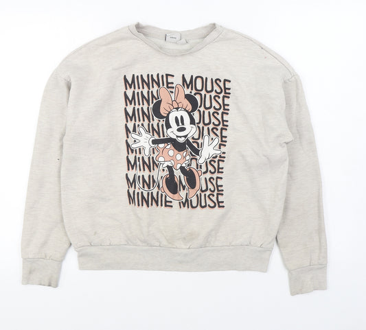 Front view of Primark women’s beige cotton pullover sweatshirt, size S, pullover