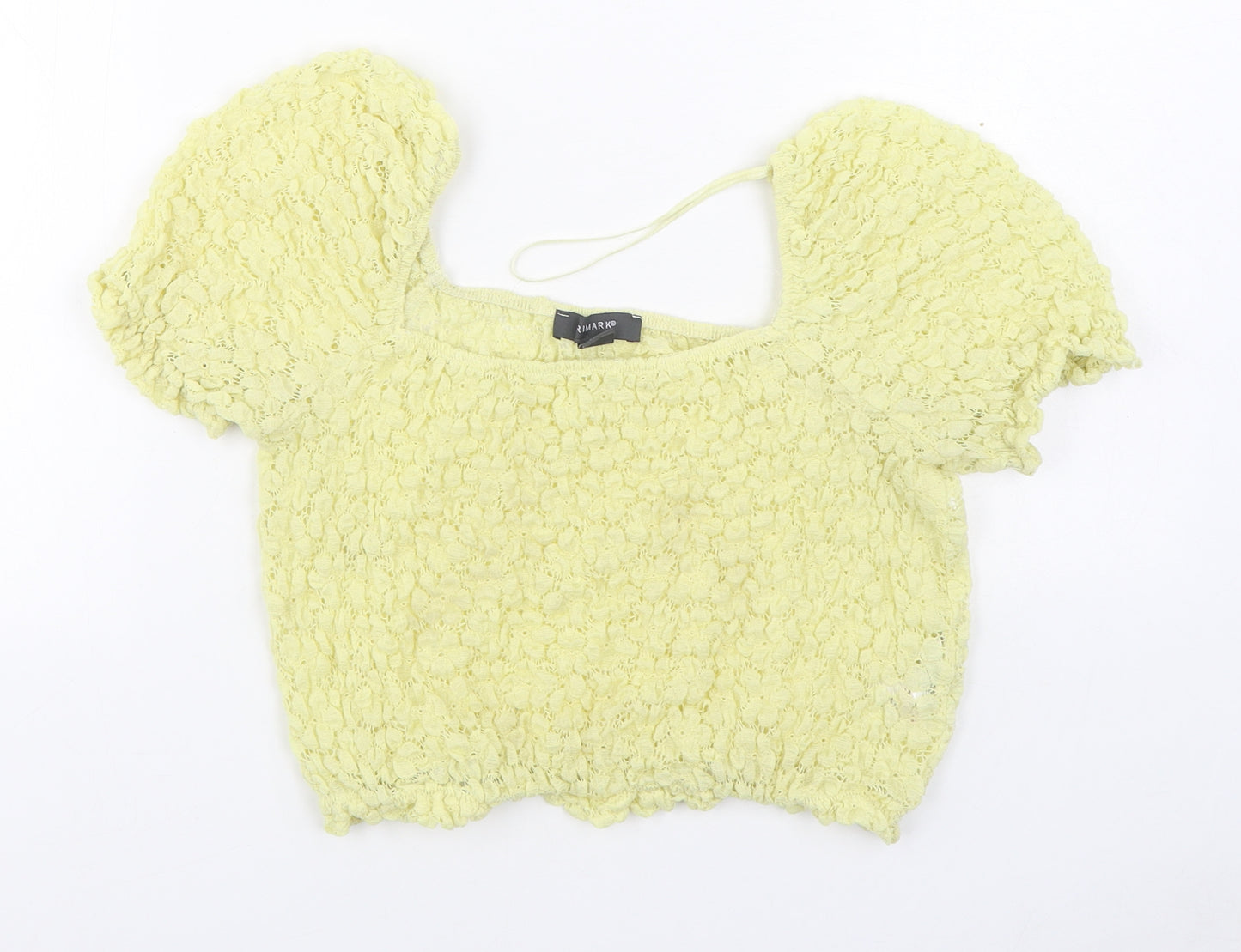 Primark Womens Yellow  Polyamide Basic Blouse Size M Square Neck