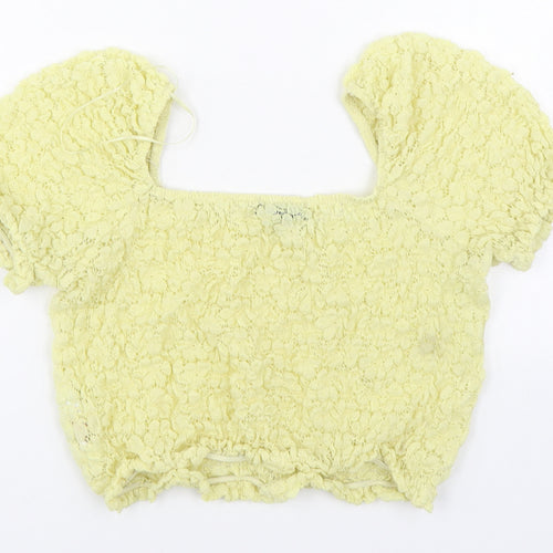 Primark Womens Yellow  Polyamide Basic Blouse Size M Square Neck