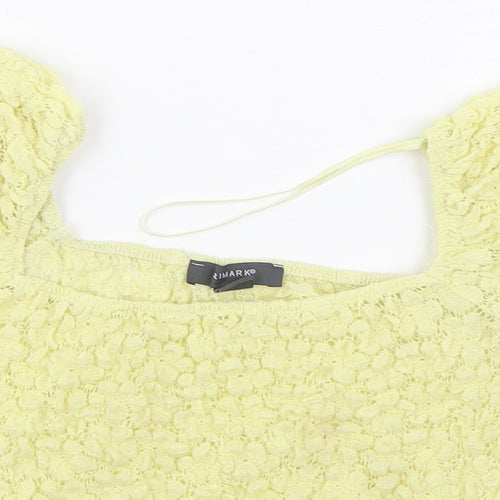 Primark Womens Yellow  Polyamide Basic Blouse Size M Square Neck
