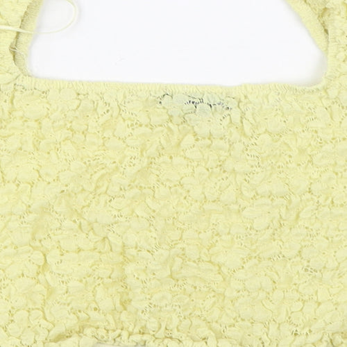 Primark Womens Yellow  Polyamide Basic Blouse Size M Square Neck