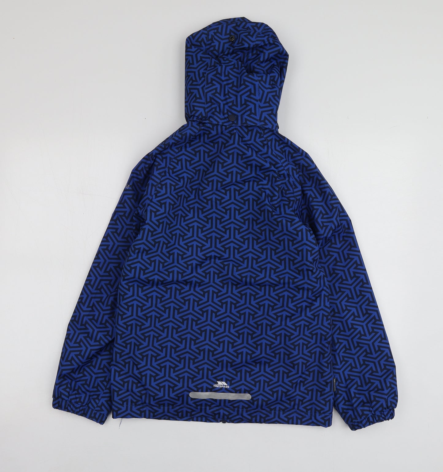 Trespass Boys Blue Geometric  Rain Coat Jacket Size 9-10 Years