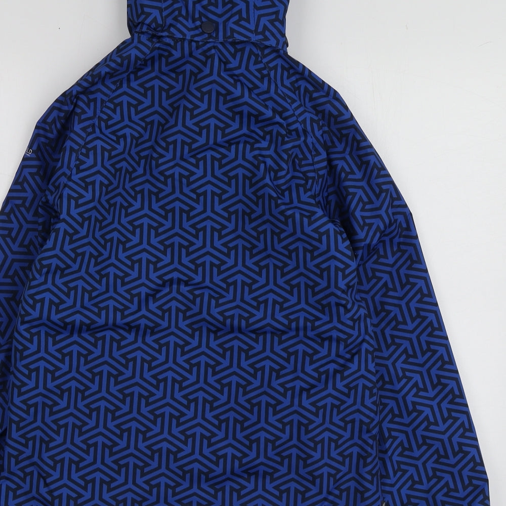 Trespass Boys Blue Geometric  Rain Coat Jacket Size 9-10 Years