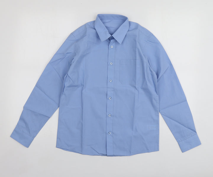 Dunnes Stores Boys Blue  Polyester Basic Button-Up Size 11-12 Years Collared