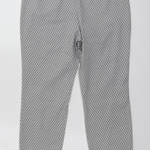Preworn Womens Grey Geometric Viscose Chino Trousers Size 16 L22 in Regular