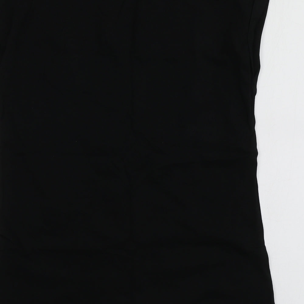 Dorothy Perkins Womens Black Geometric Cotton Basic T-Shirt Size 10 Round Neck