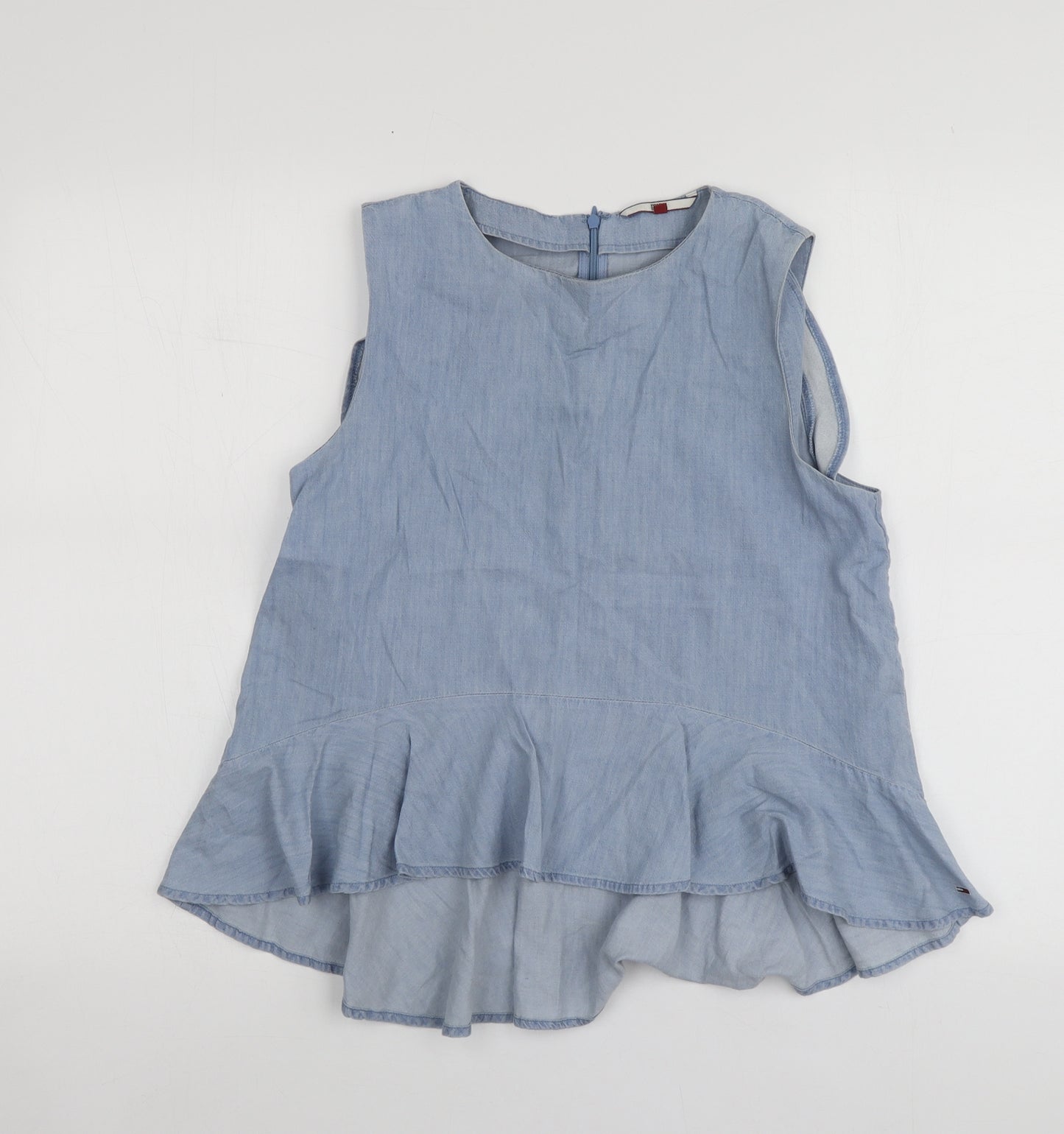 Tommy Hilfiger Womens Blue  Cotton Basic T-Shirt Size S Round Neck