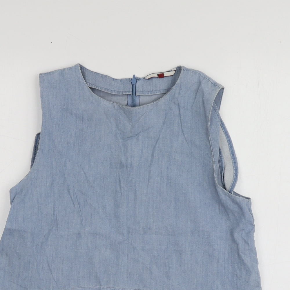 Tommy Hilfiger Womens Blue  Cotton Basic T-Shirt Size S Round Neck