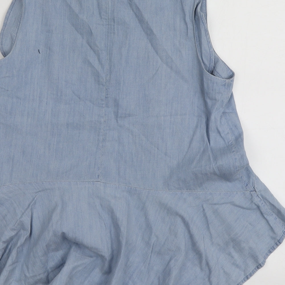Tommy Hilfiger Womens Blue  Cotton Basic T-Shirt Size S Round Neck