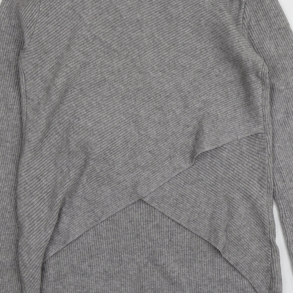 Zara Womens Grey Square Neck  Viscose Pullover Jumper Size M