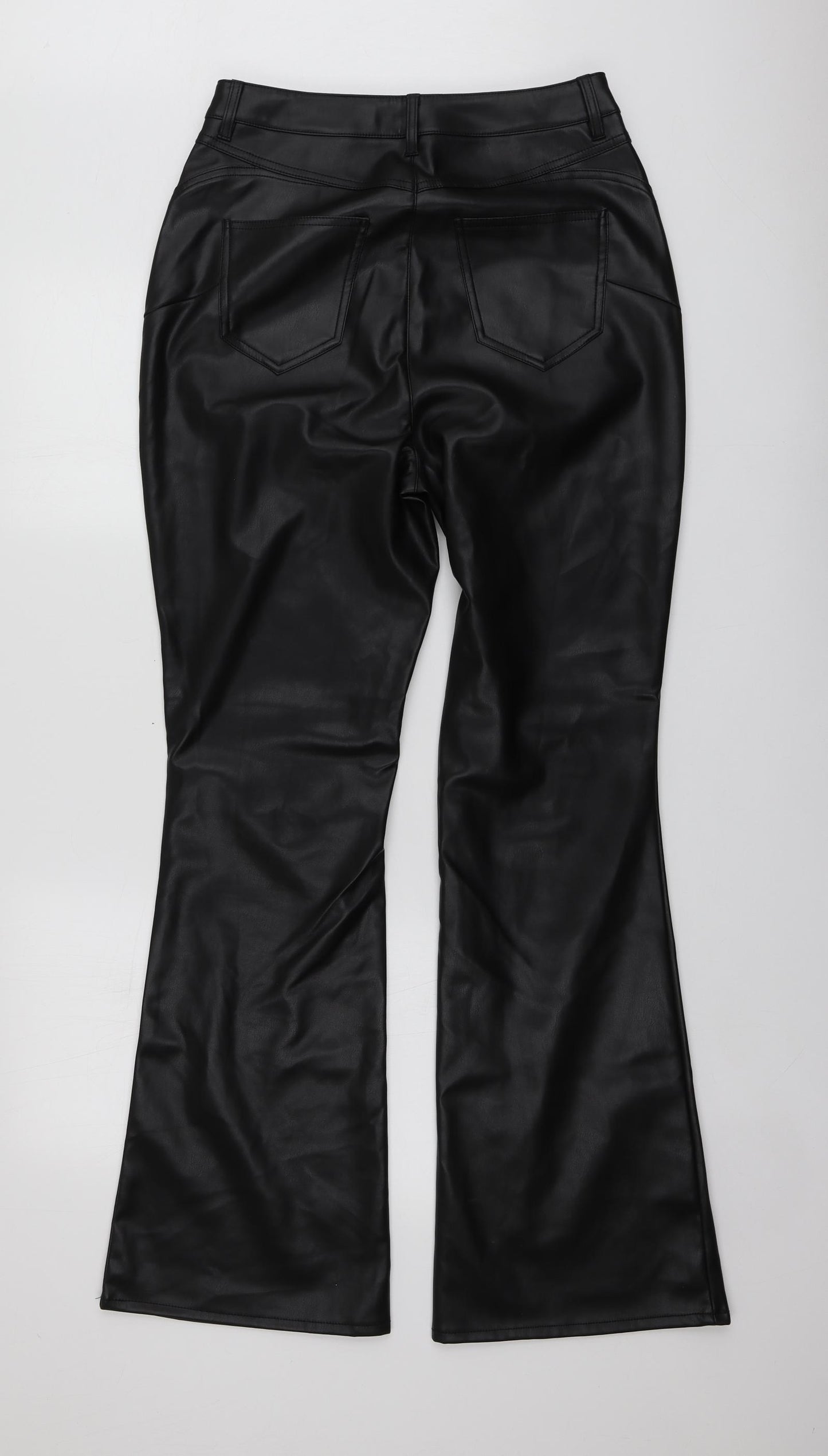 River Island Womens Black  Polyurethane Trousers  Size 14 L32 in Regular