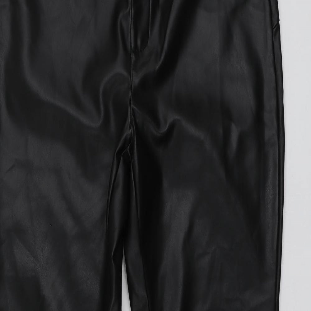 River Island Womens Black  Polyurethane Trousers  Size 14 L32 in Regular