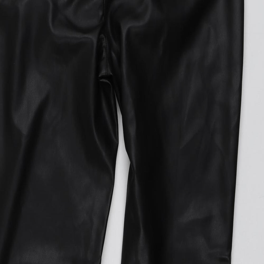 River Island Womens Black  Polyurethane Trousers  Size 14 L32 in Regular