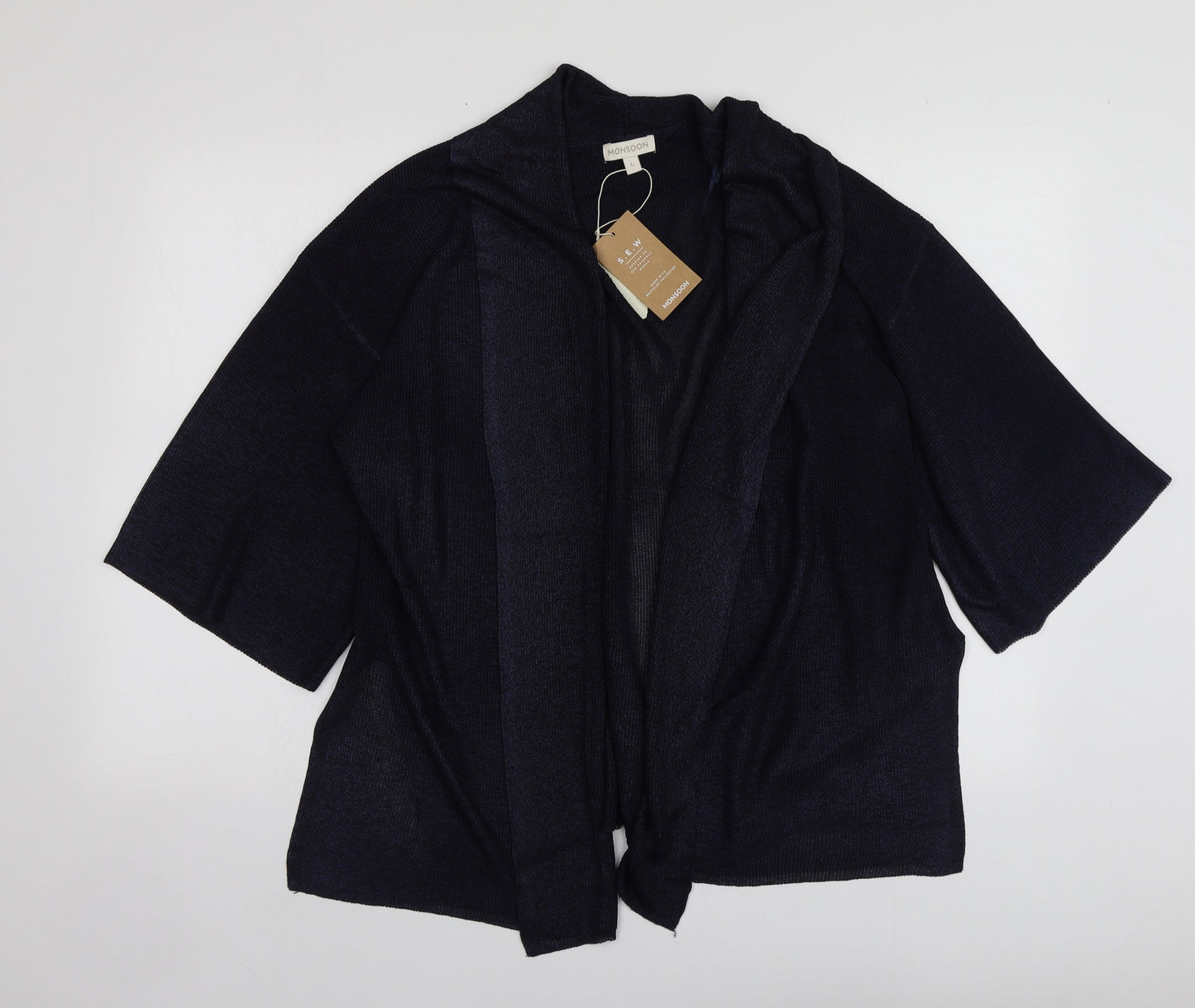 Monsoon Womens Blue V-Neck  Polyester Cardigan Jumper Size L