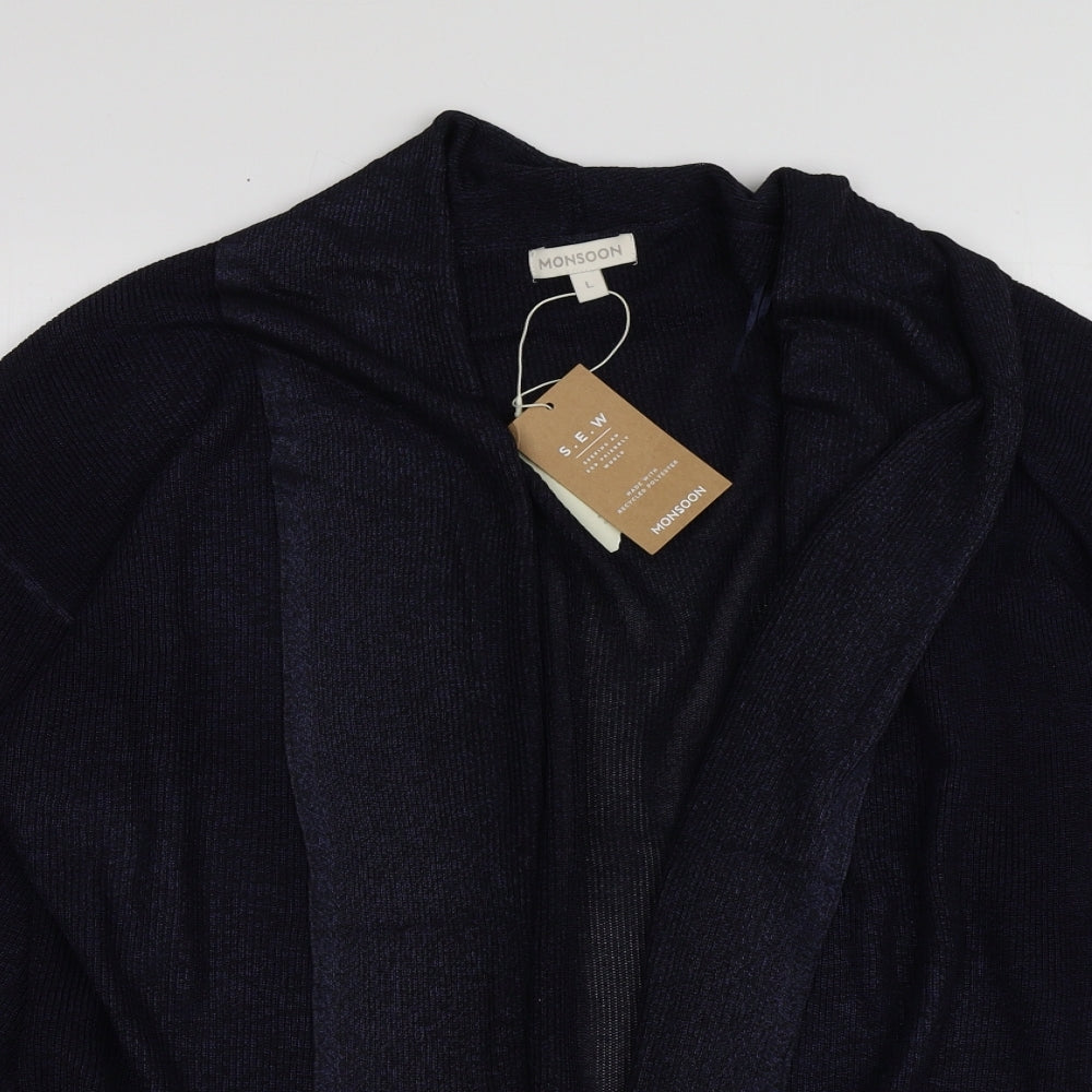 Monsoon Womens Blue V-Neck  Polyester Cardigan Jumper Size L