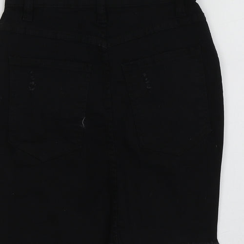 PRETTYLITTLETHING Womens Black  Cotton Mini Skirt Size 6