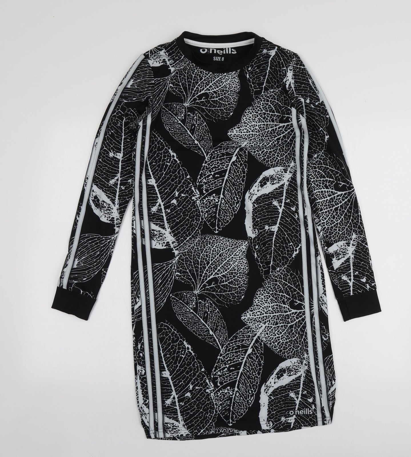O'Neills Womens Black Geometric Polyester A-Line  Size 8  Round Neck