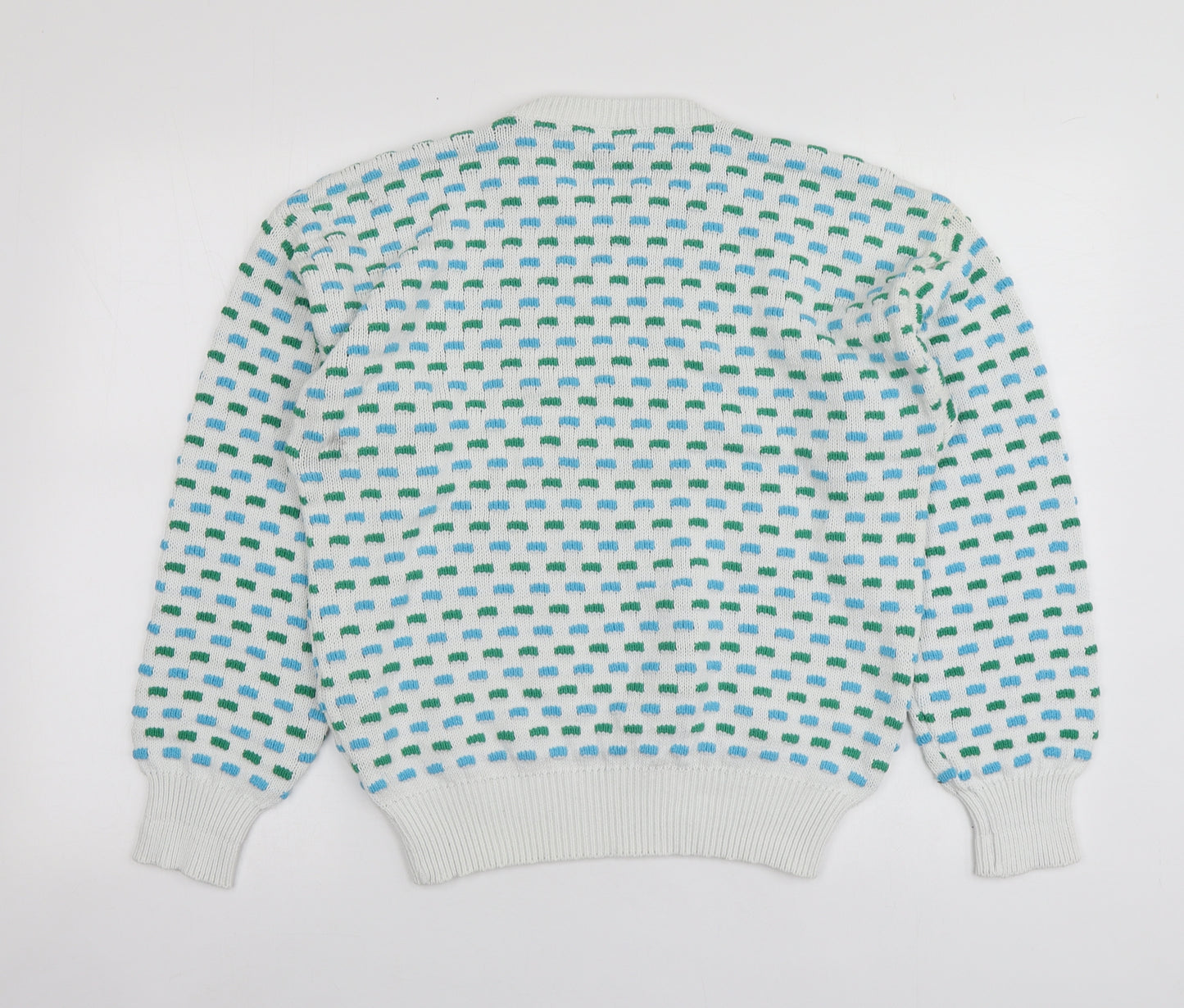Ciao Mens White Round Neck Geometric Acrylic Pullover Jumper Size S