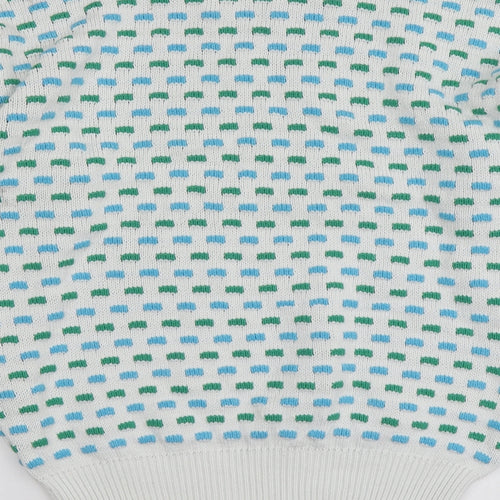 Ciao Mens White Round Neck Geometric Acrylic Pullover Jumper Size S