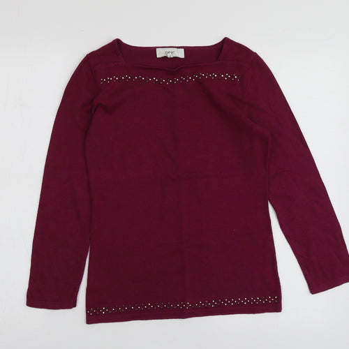 NEXT Womens Purple Square Neck  Cotton Pullover Jumper Size 6
