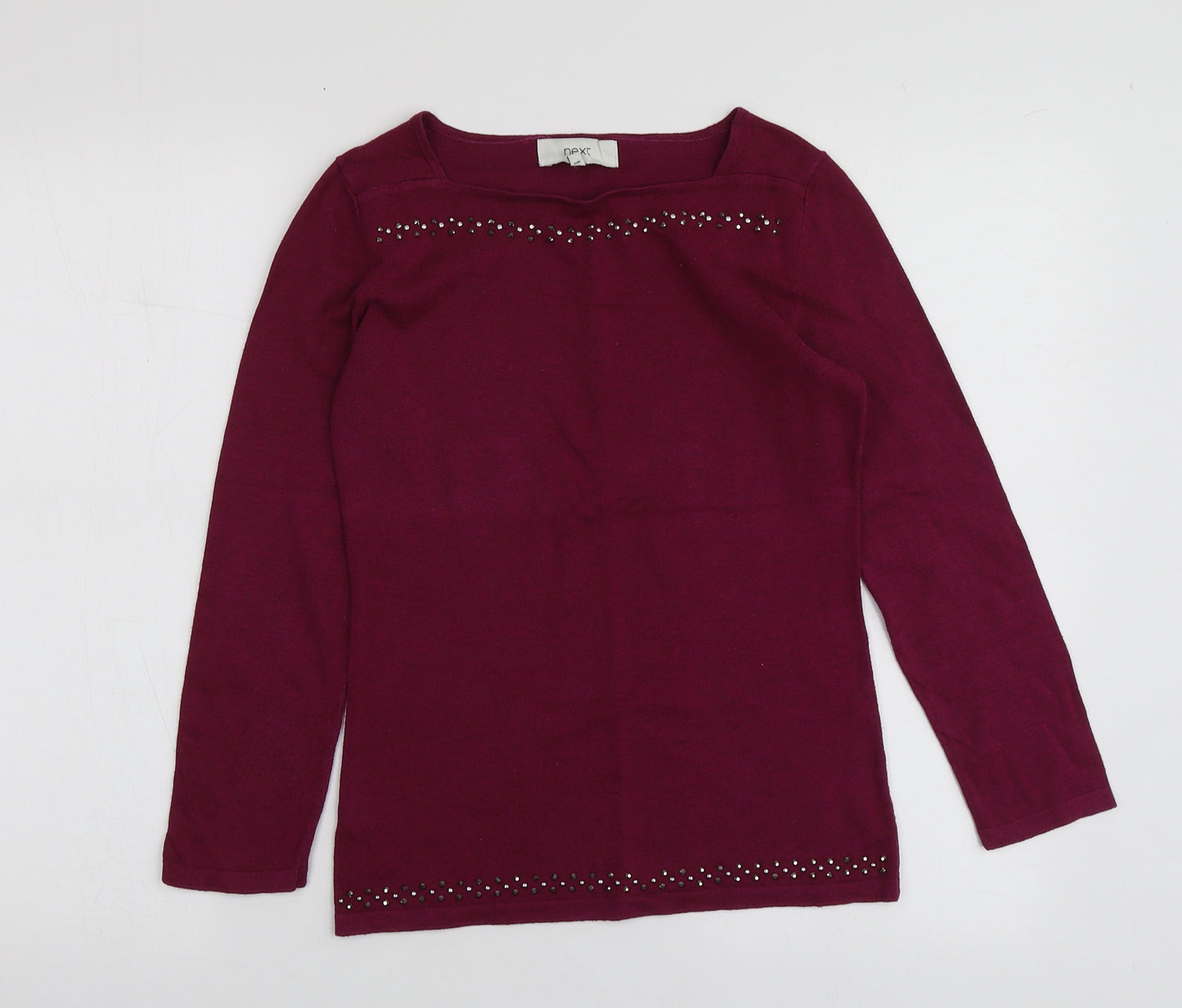 NEXT Womens Purple Square Neck  Cotton Pullover Jumper Size 6
