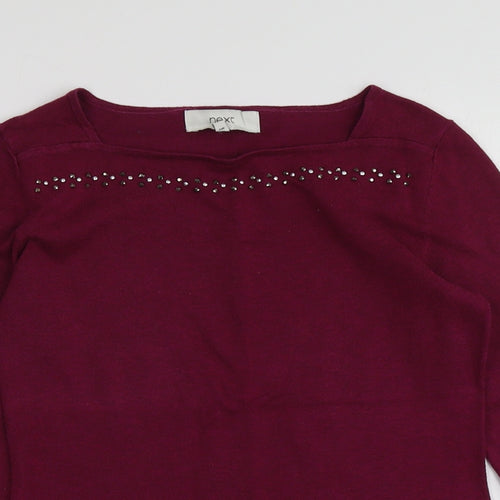 NEXT Womens Purple Square Neck  Cotton Pullover Jumper Size 6