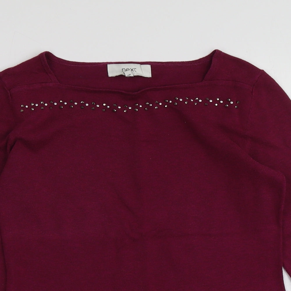NEXT Womens Purple Square Neck  Cotton Pullover Jumper Size 6