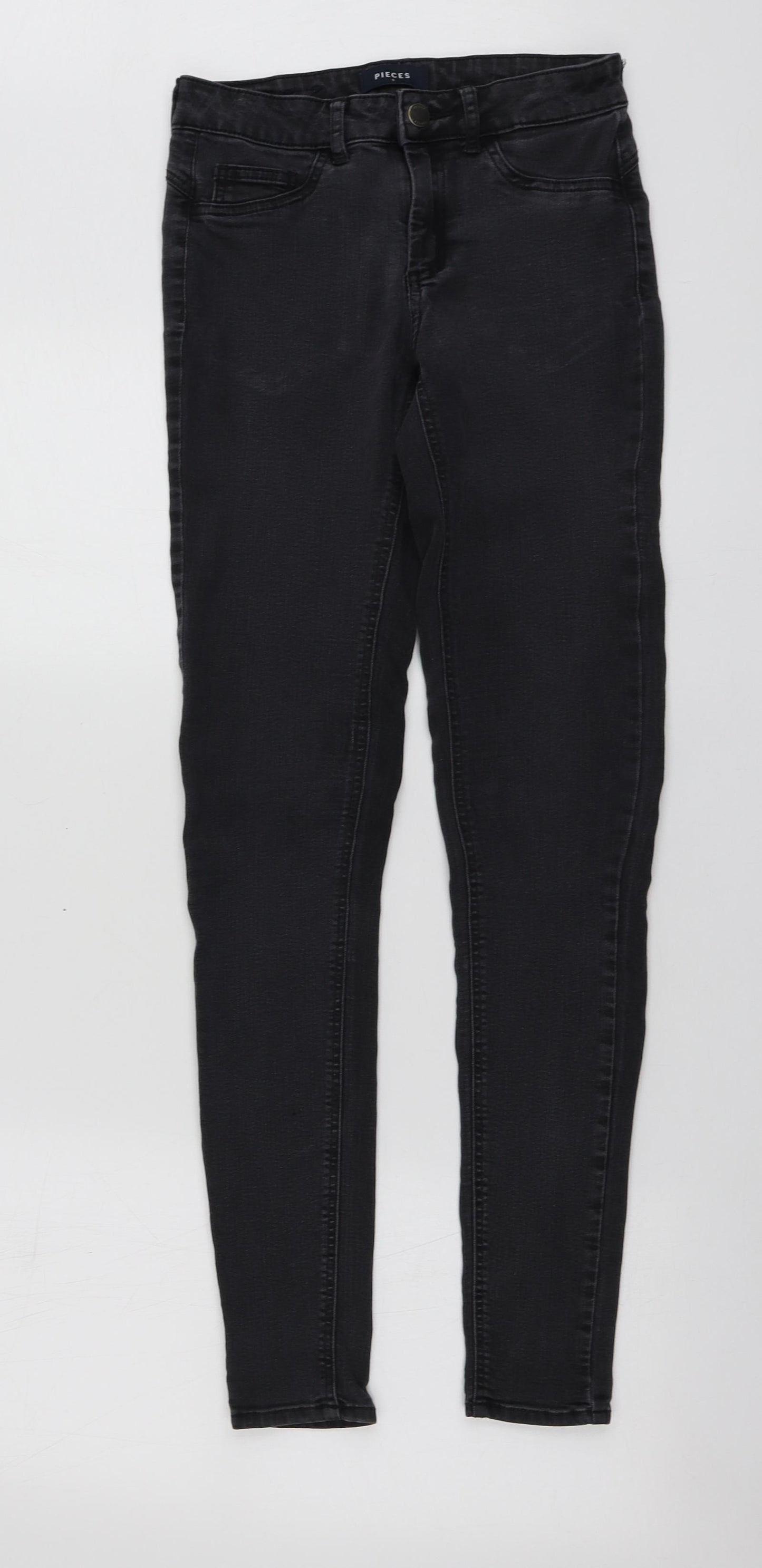 Pieces Womens Grey  Cotton Skinny Jeans Size S L30 in Regular