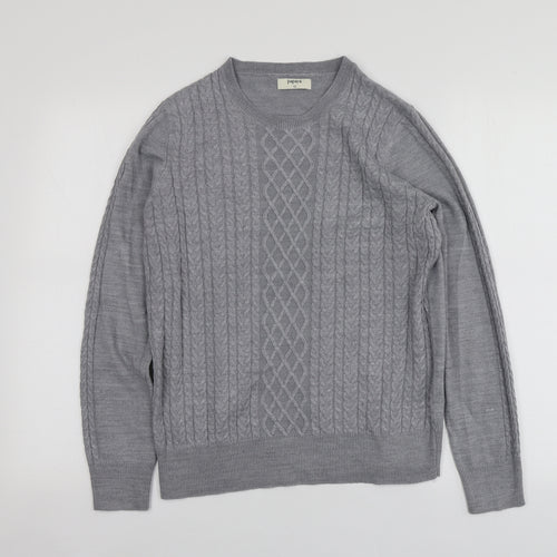Papaya Womens Grey Round Neck  Acrylic Pullover Jumper Size 12
