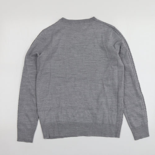 Papaya Womens Grey Round Neck  Acrylic Pullover Jumper Size 12