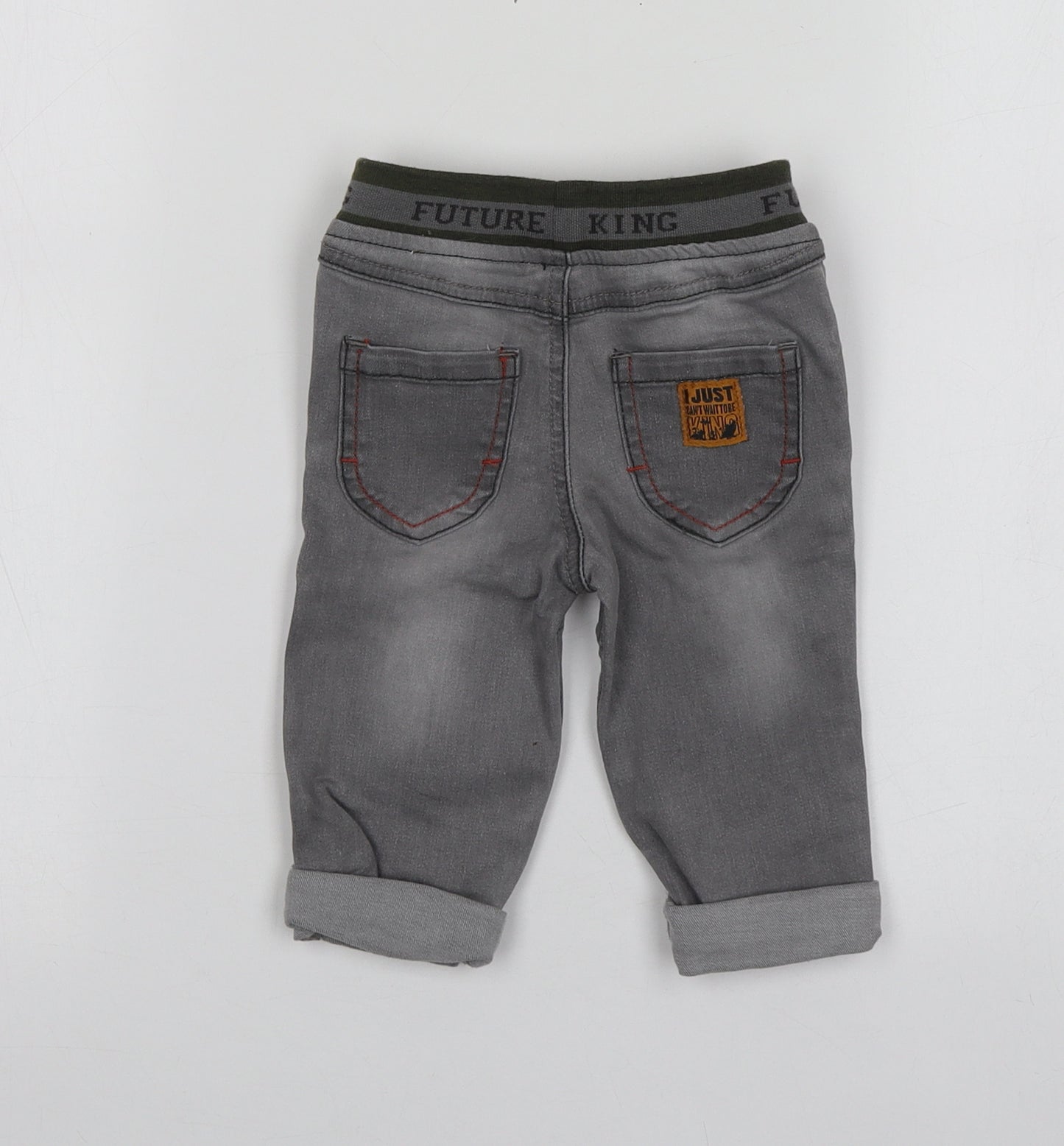 Disney Boys Grey Geometric Cotton Jogger Jeans Size 6-9 Months   - King Lion