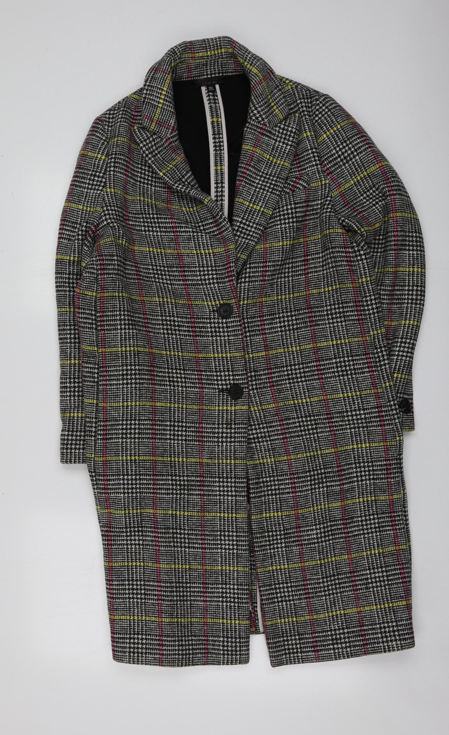 Topshop Womens Multicoloured Plaid  Pea Coat Coat Size 10