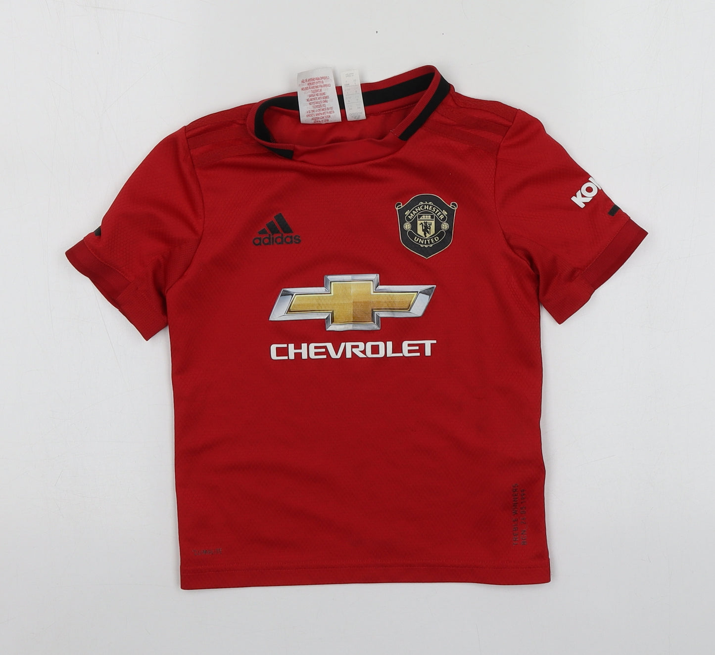 adidas Boys Red Geometric Polyester Basic T-Shirt Size 5-6 Years Round Neck  - Manchester united
