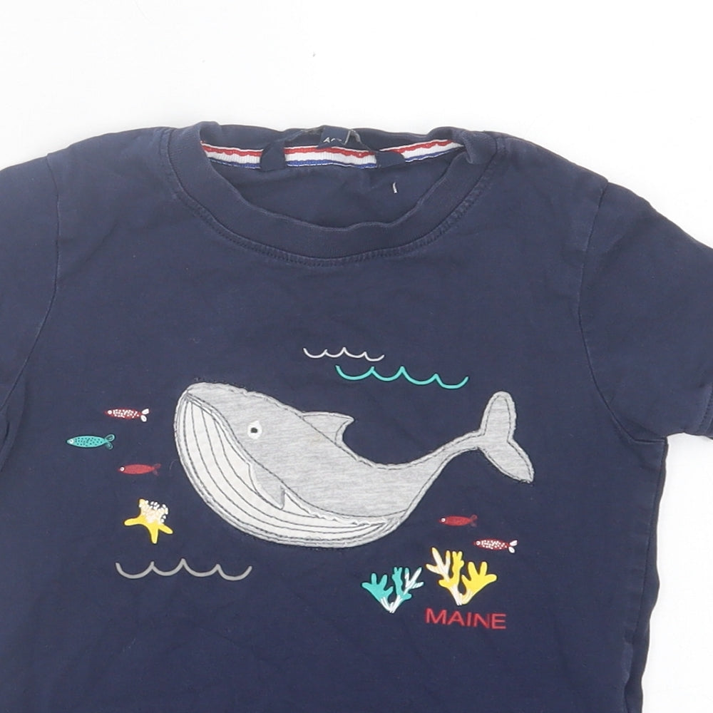 Maine Boys Blue  Cotton Basic T-Shirt Size 2-3 Years Crew Neck Pullover