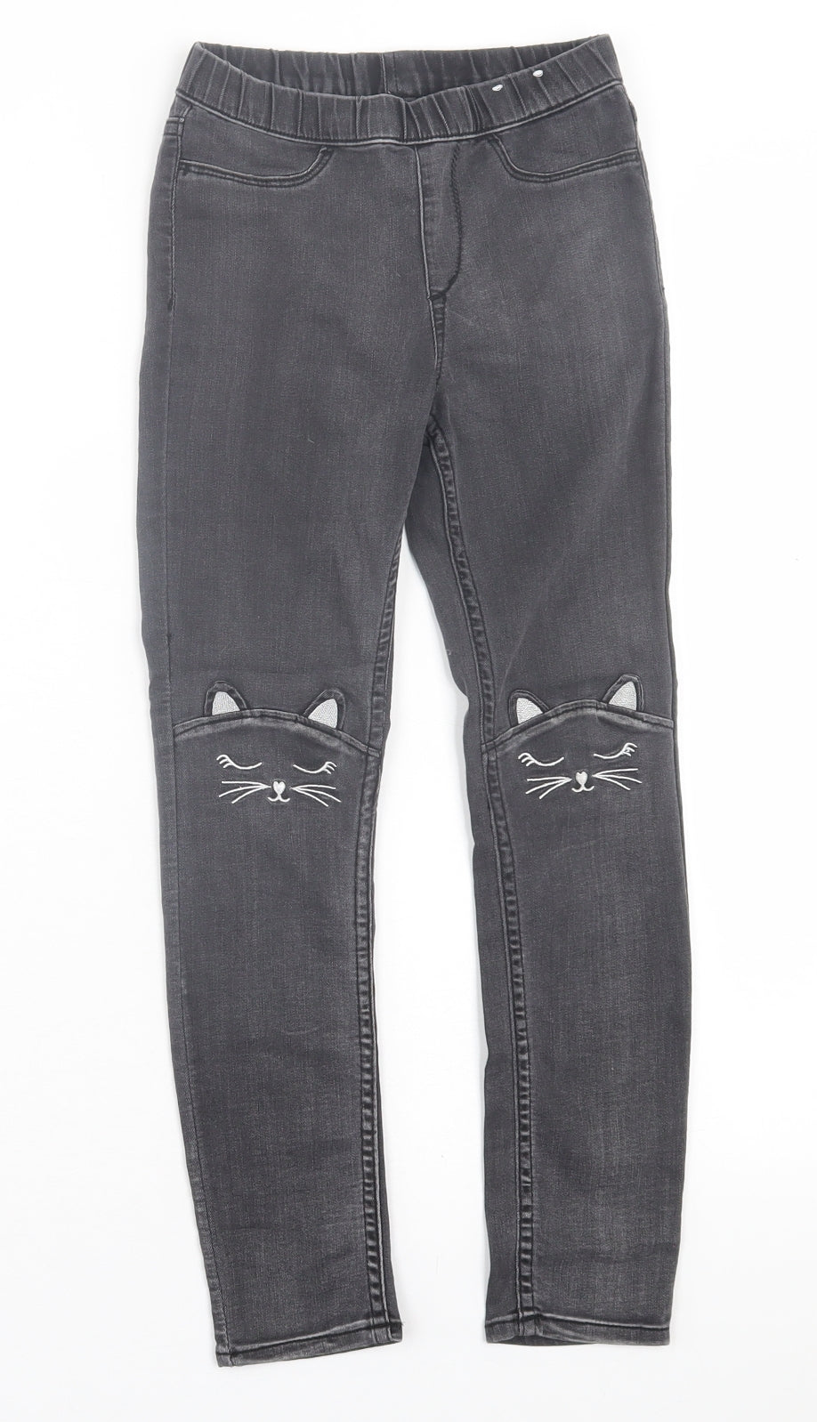 H&M Girls Black  Cotton Jegging Trousers Size 7-8 Years  Regular Pullover