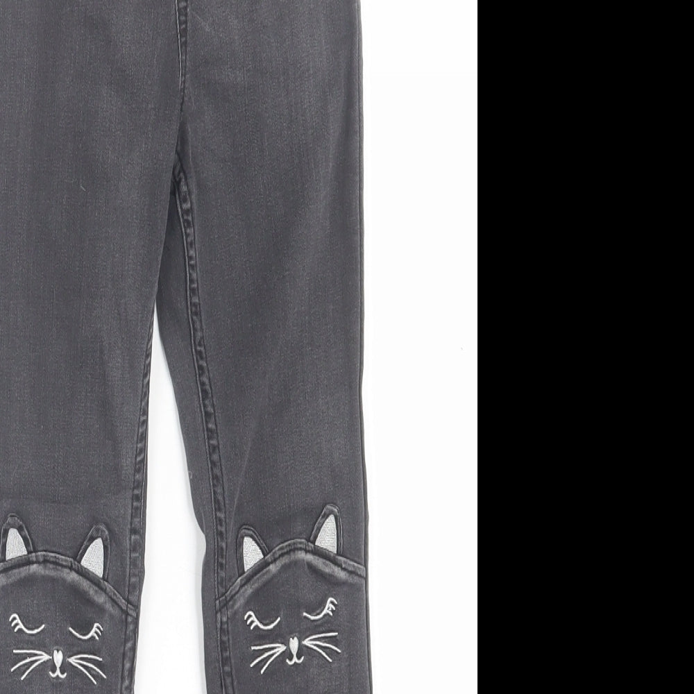 H&M Girls Black  Cotton Jegging Trousers Size 7-8 Years  Regular Pullover