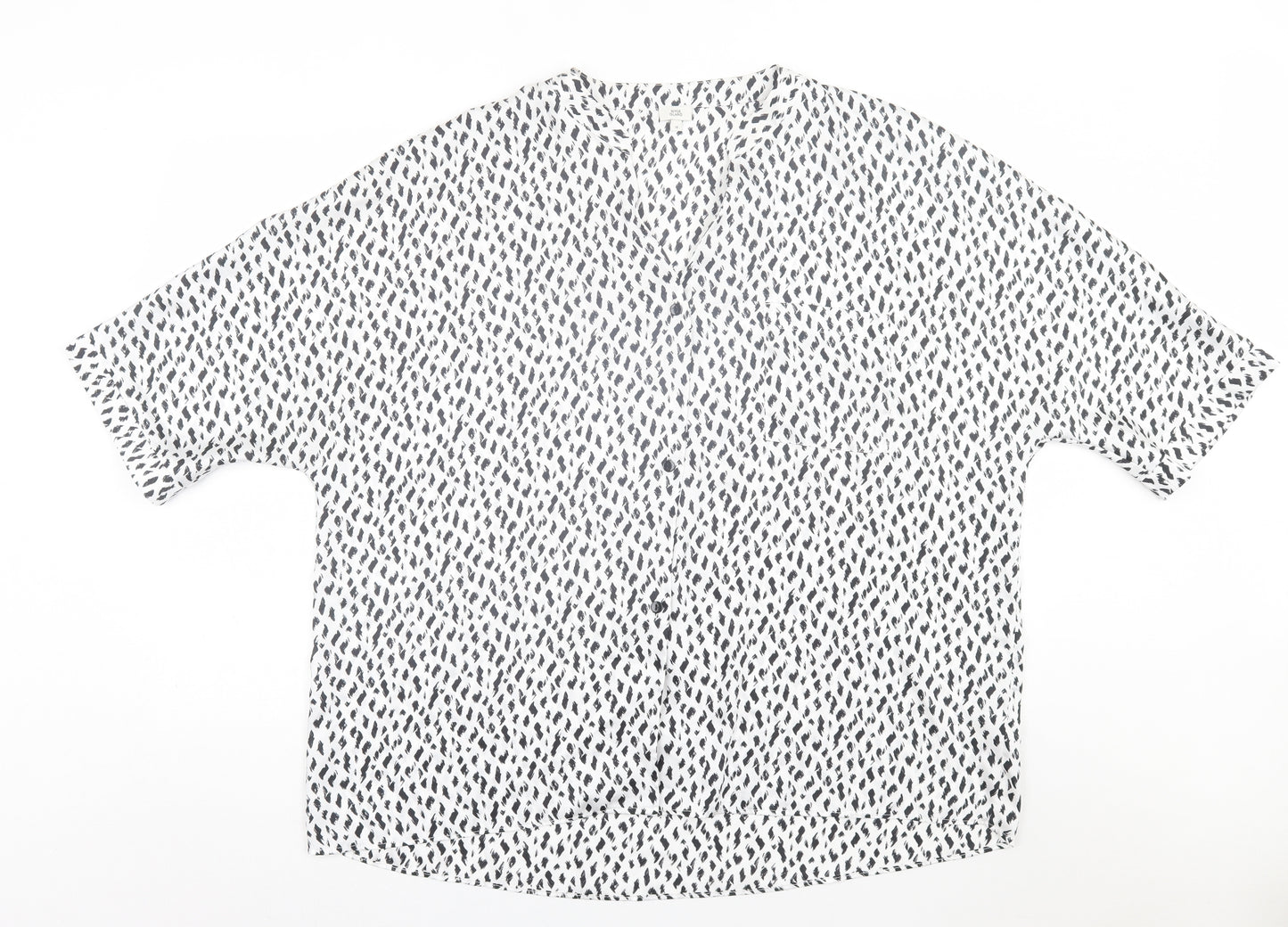 River Island Womens White Animal Print Polyester Basic Blouse Size 18 V-Neck