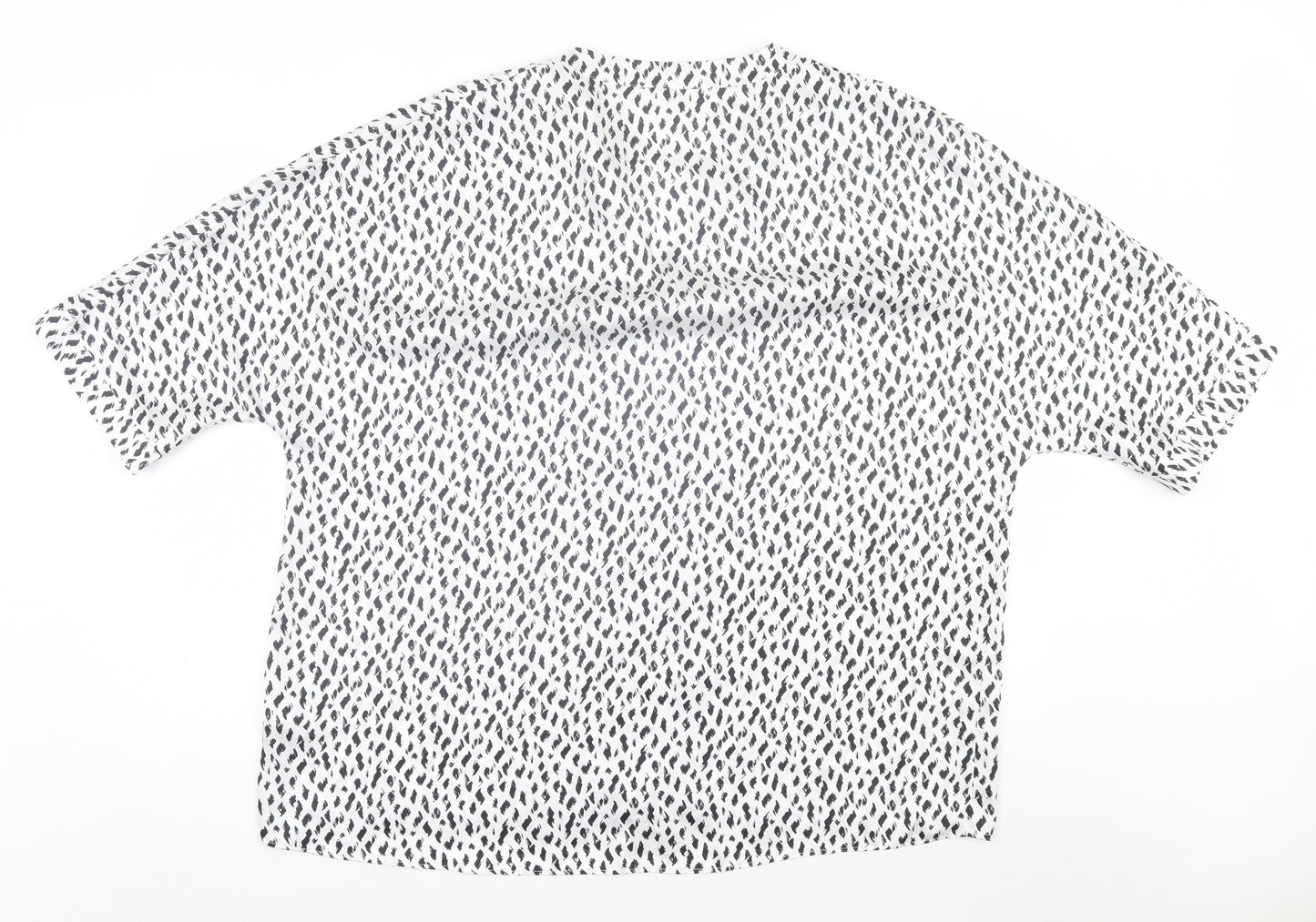 River Island Womens White Animal Print Polyester Basic Blouse Size 18 V-Neck
