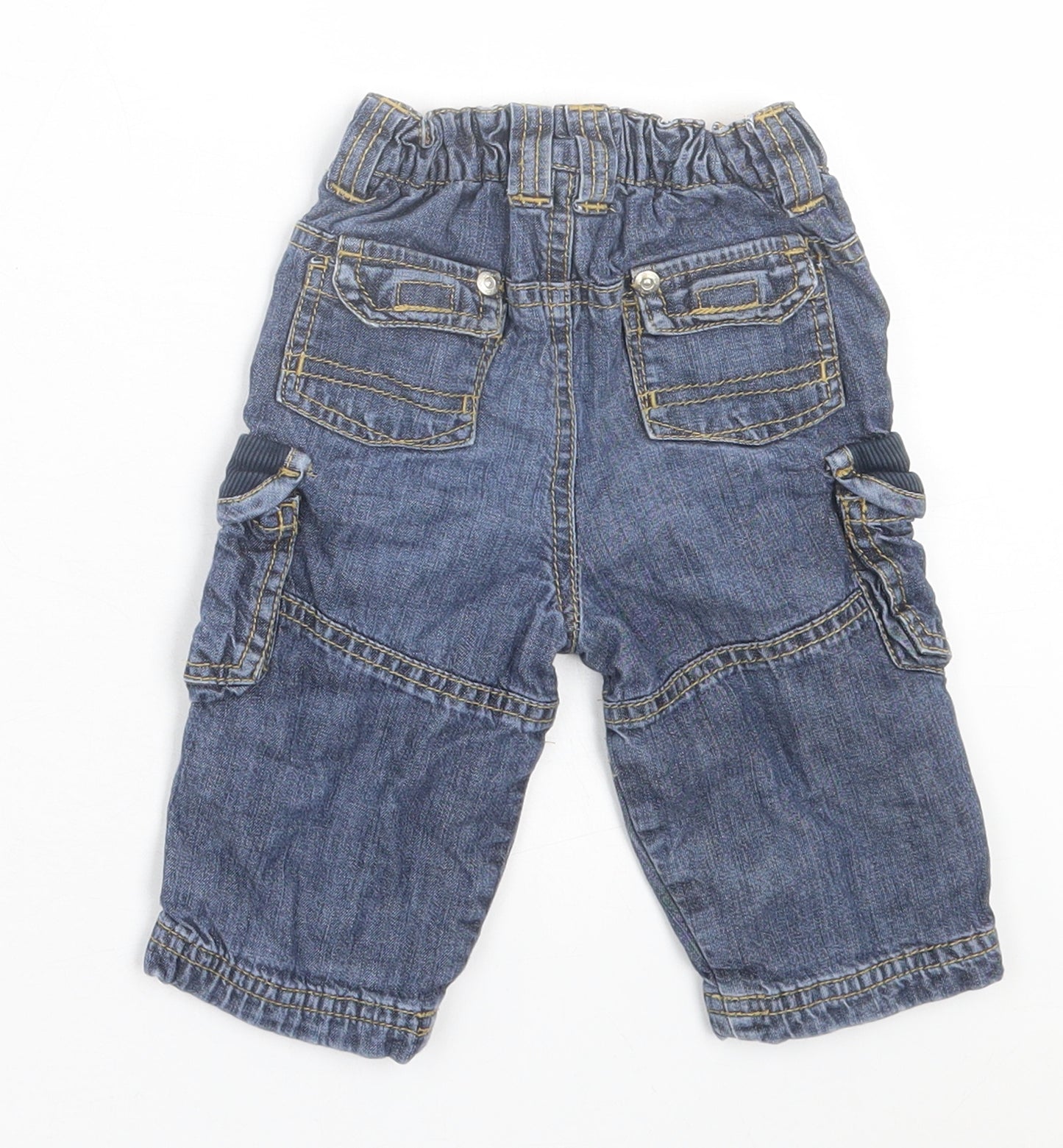 Jasper Conran Boys Blue  Cotton Cargo Jeans Size 6-9 Months  Button