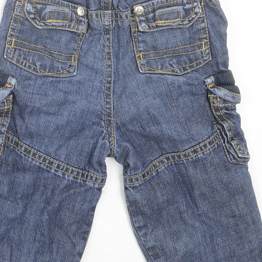 Jasper Conran Boys Blue  Cotton Cargo Jeans Size 6-9 Months  Button
