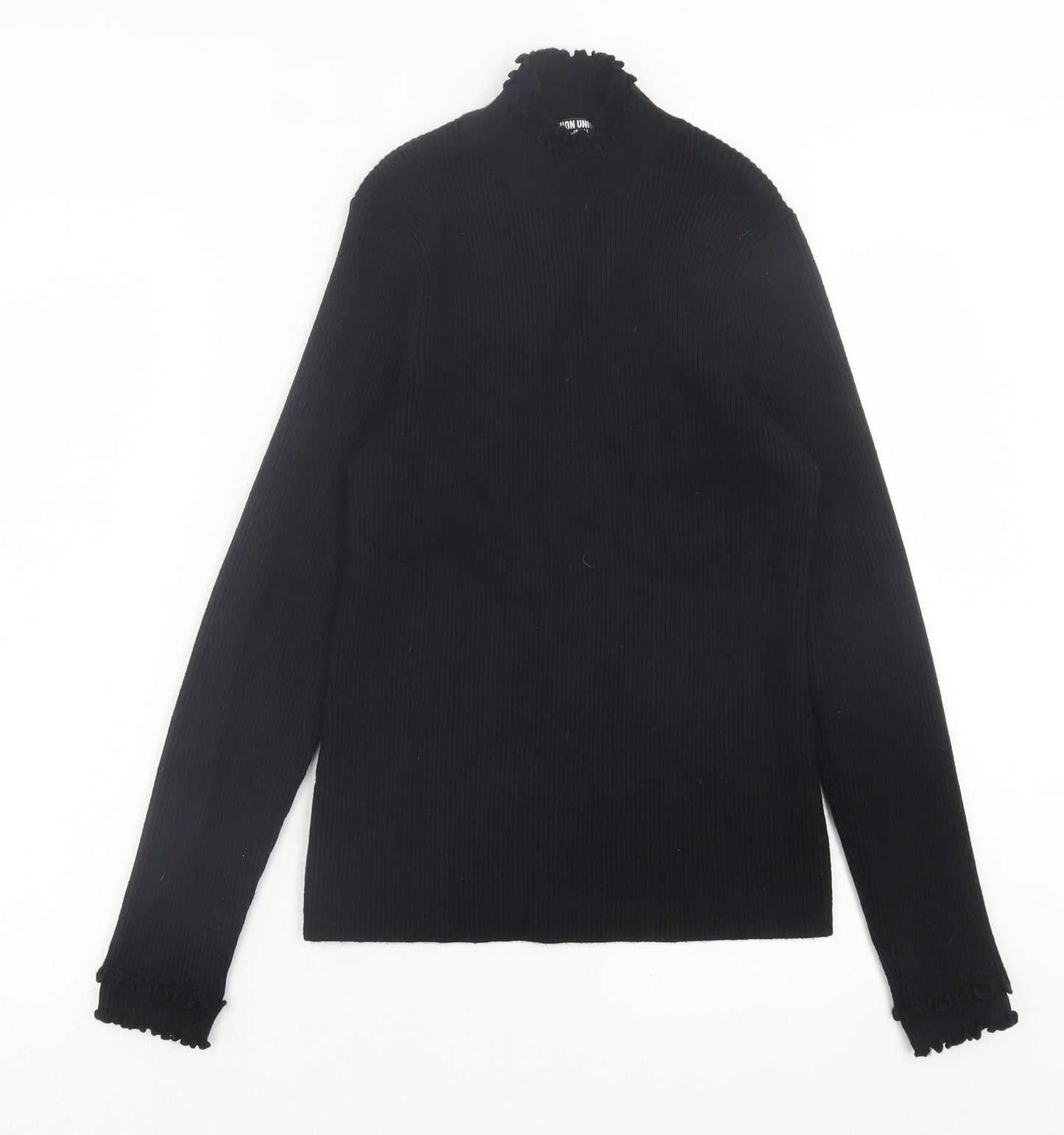 Fashion Nova Womens Black High Neck  Viscose Pullover Jumper Size 14