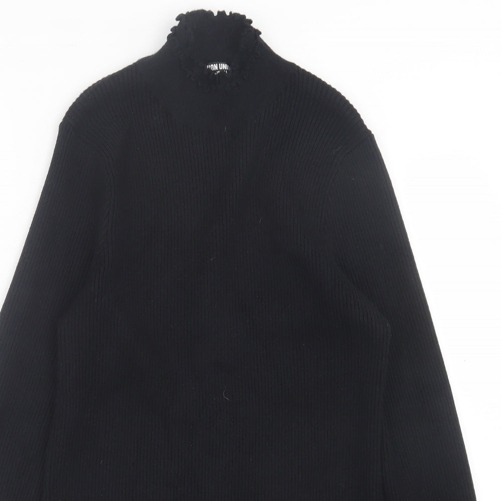 Fashion Nova Womens Black High Neck  Viscose Pullover Jumper Size 14