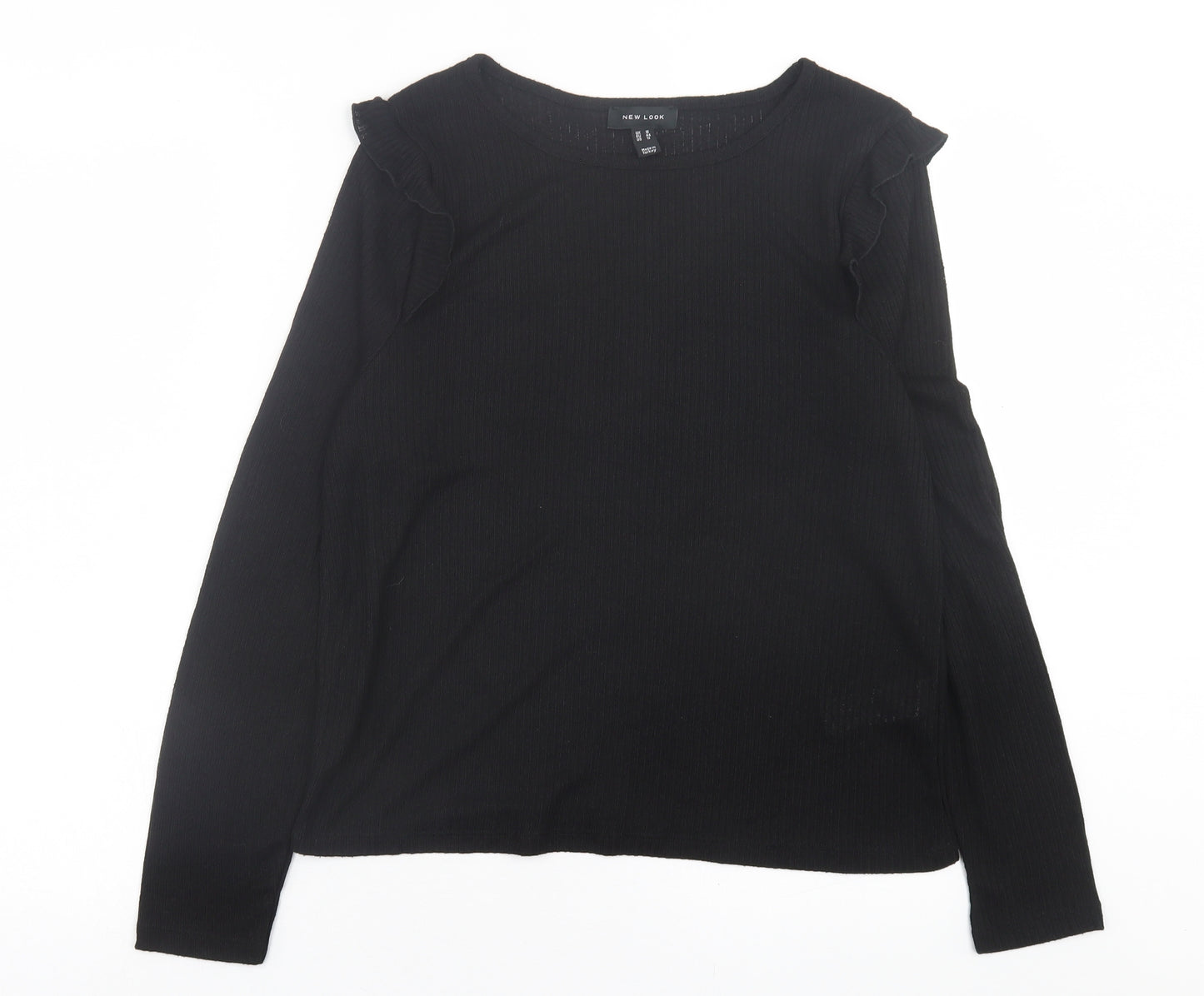 New Look Womens Black  Viscose Basic T-Shirt Size 16 Crew Neck