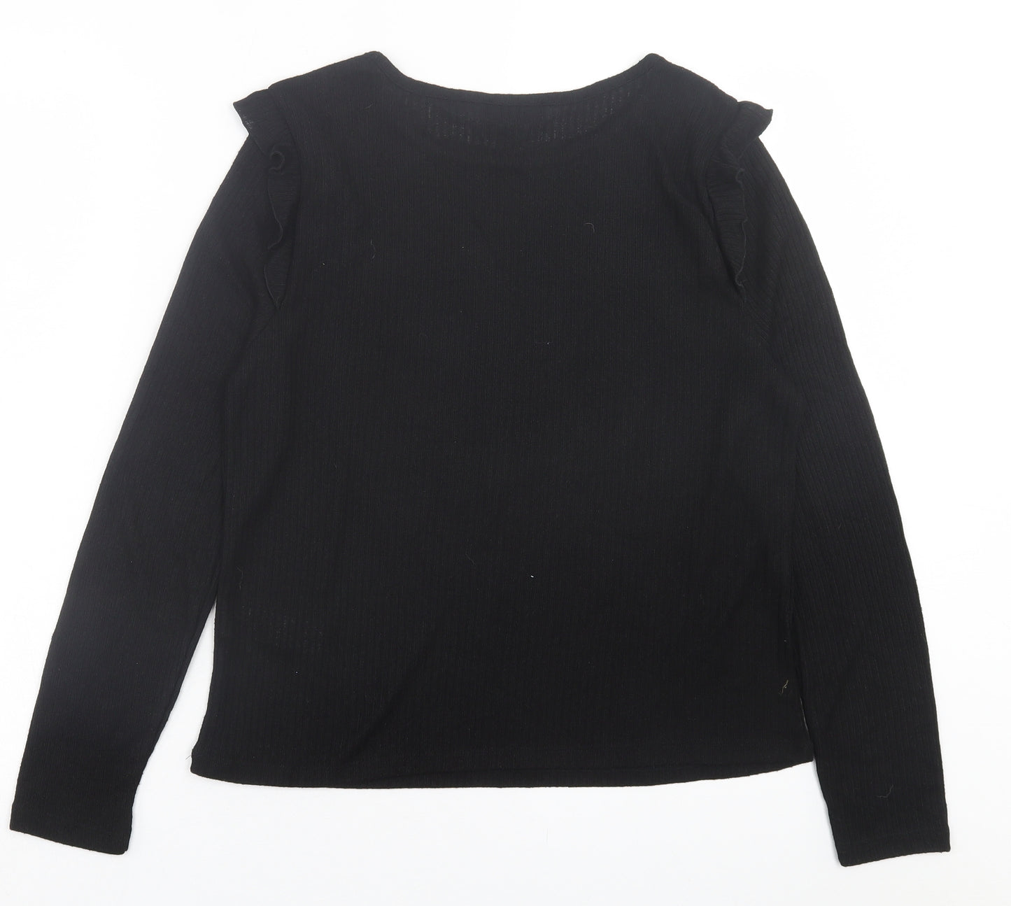 New Look Womens Black  Viscose Basic T-Shirt Size 16 Crew Neck