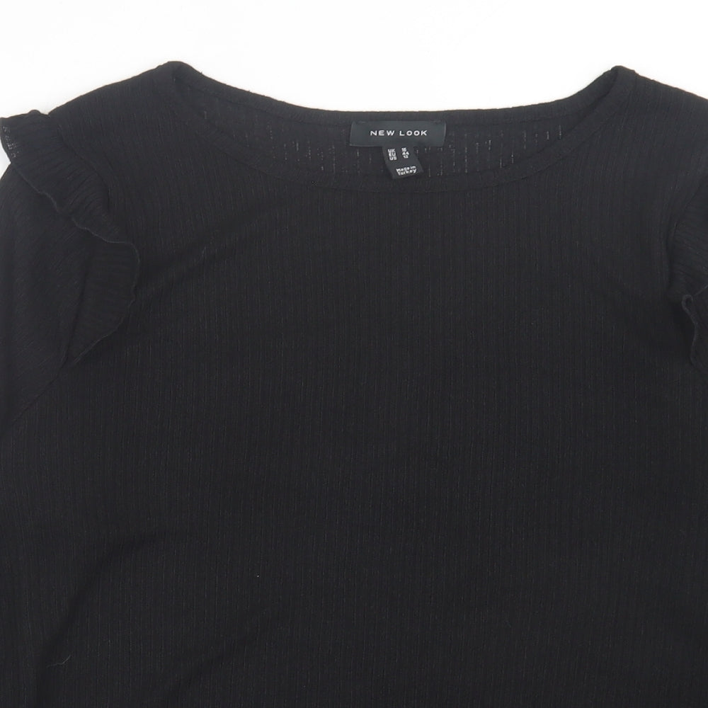 New Look Womens Black  Viscose Basic T-Shirt Size 16 Crew Neck