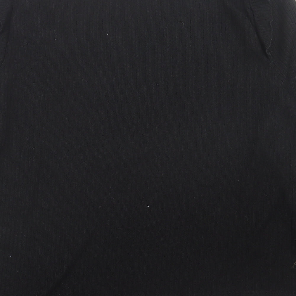 New Look Womens Black  Viscose Basic T-Shirt Size 16 Crew Neck